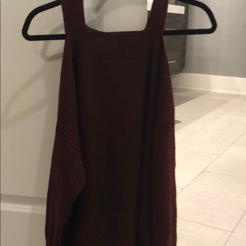 Cold shoulder burgundy sweater